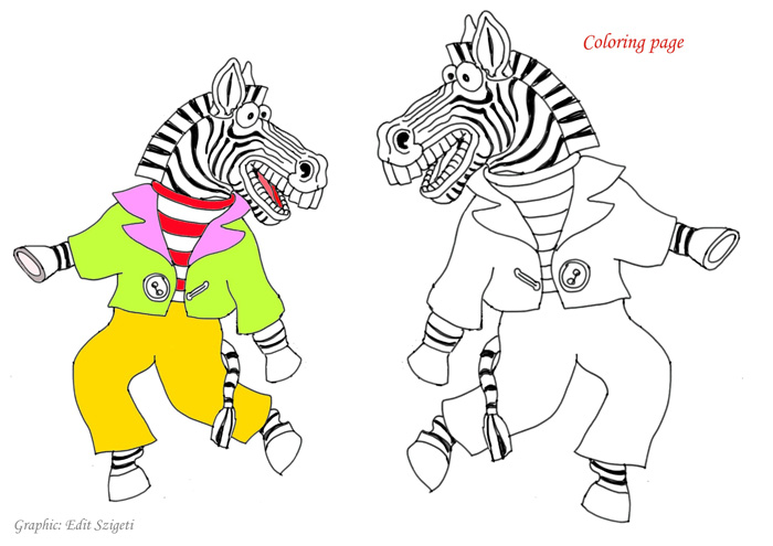 Coloring page-Zebra dance